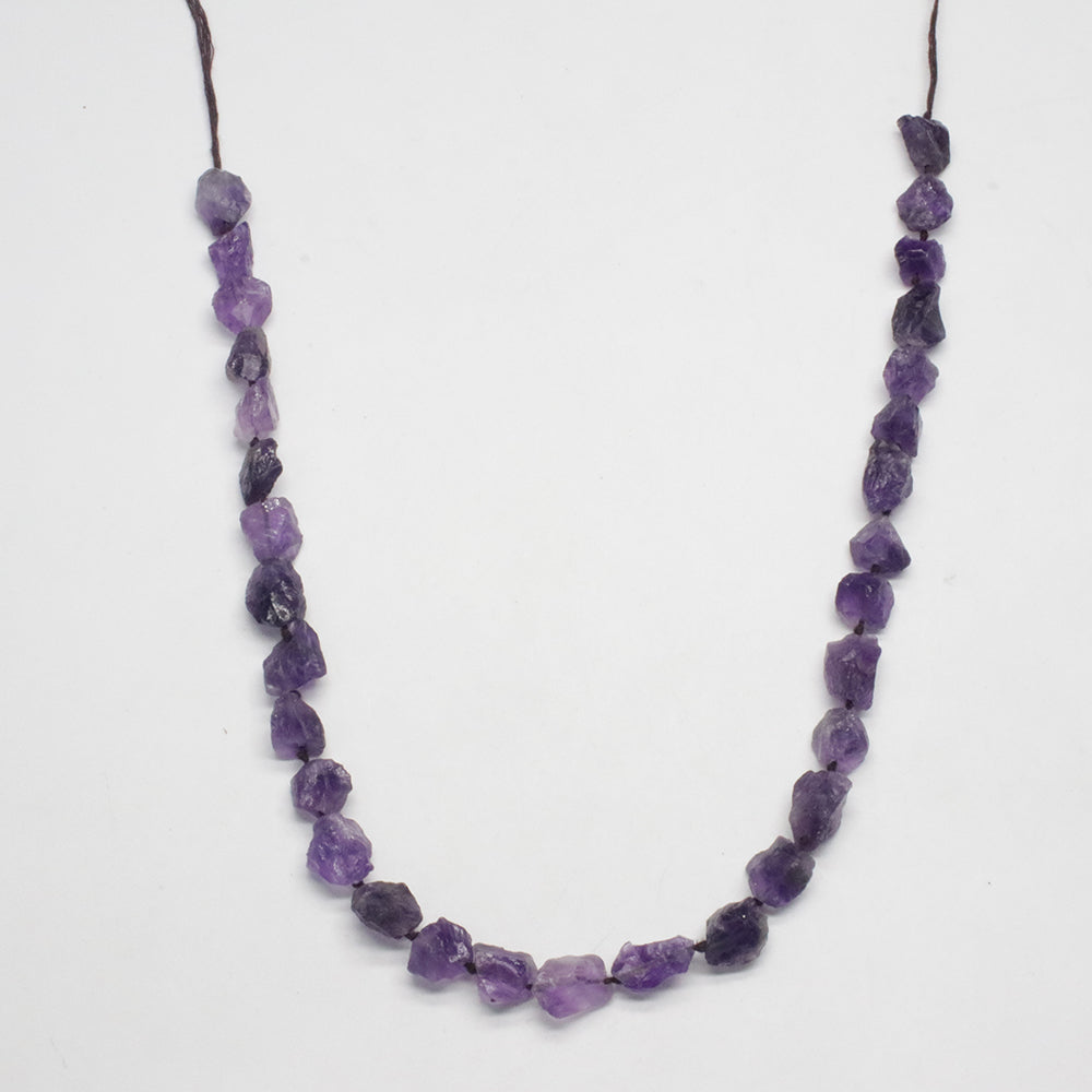 Green Quartz Amethyst Raw Strand Necklace