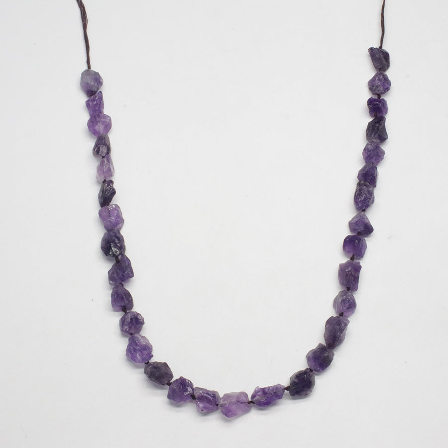 Green Quartz Amethyst Raw Strand Necklace