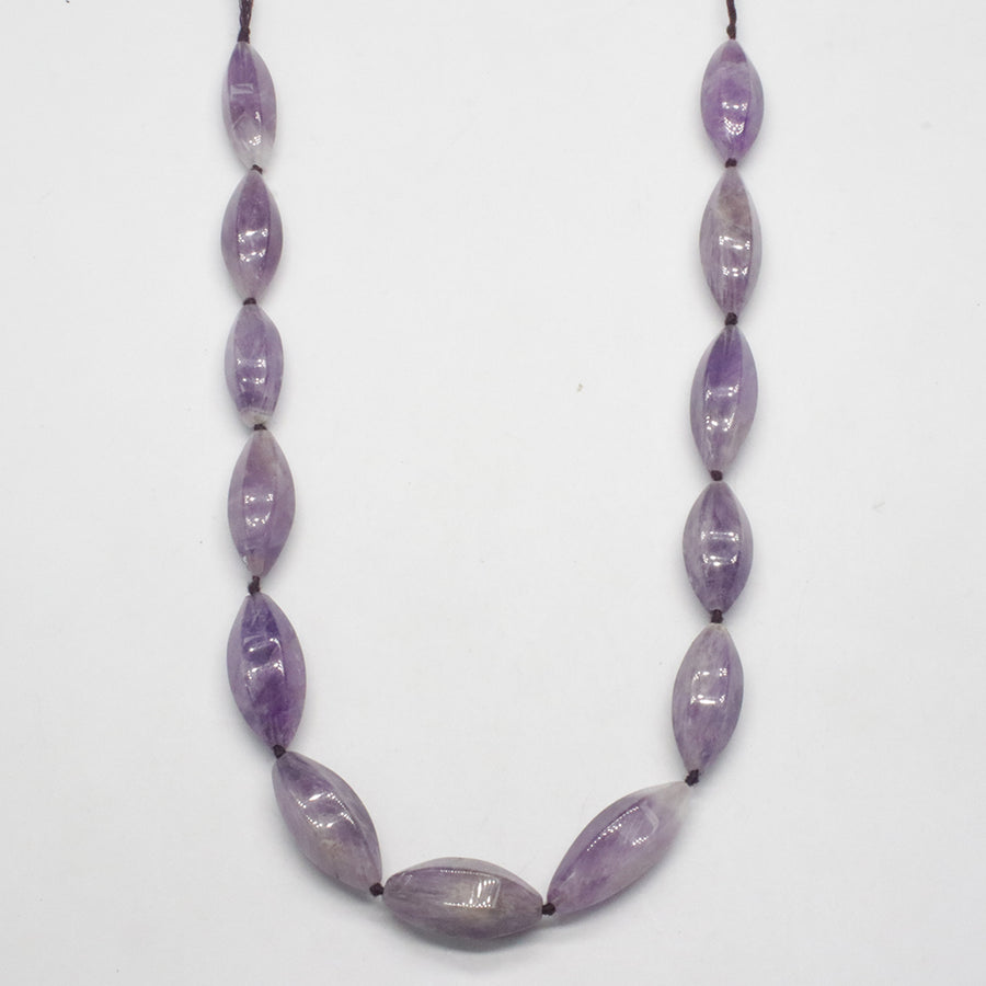 Green Quartz Amethyst Raw Strand Necklace