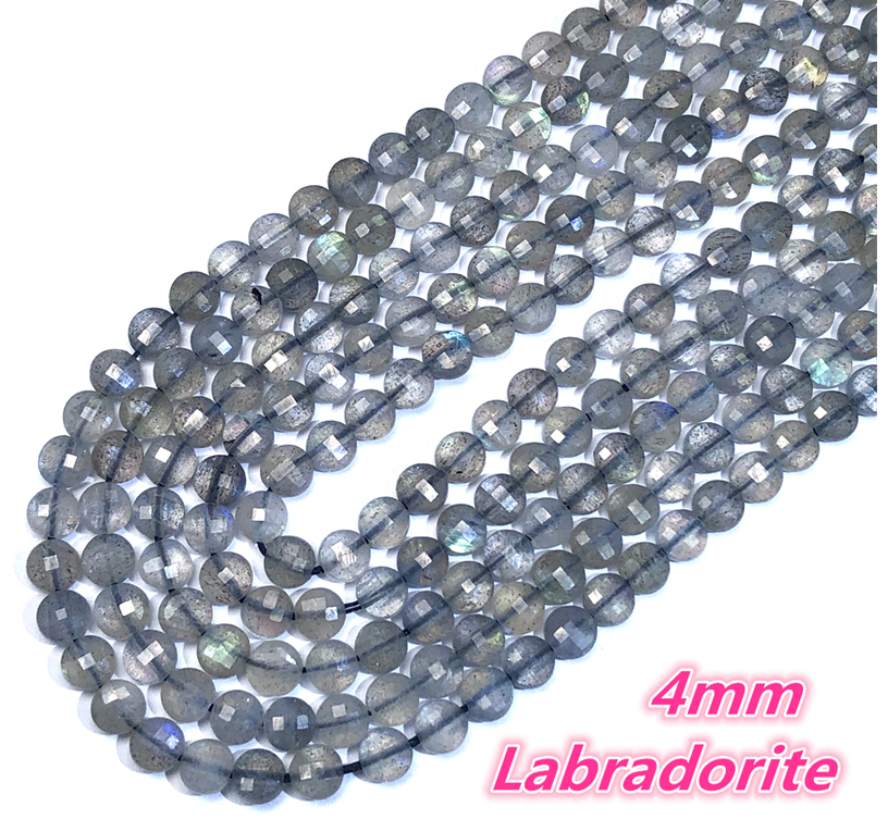 4 MM Natural Stone Faceted Coin Strands Price For 5 Strands