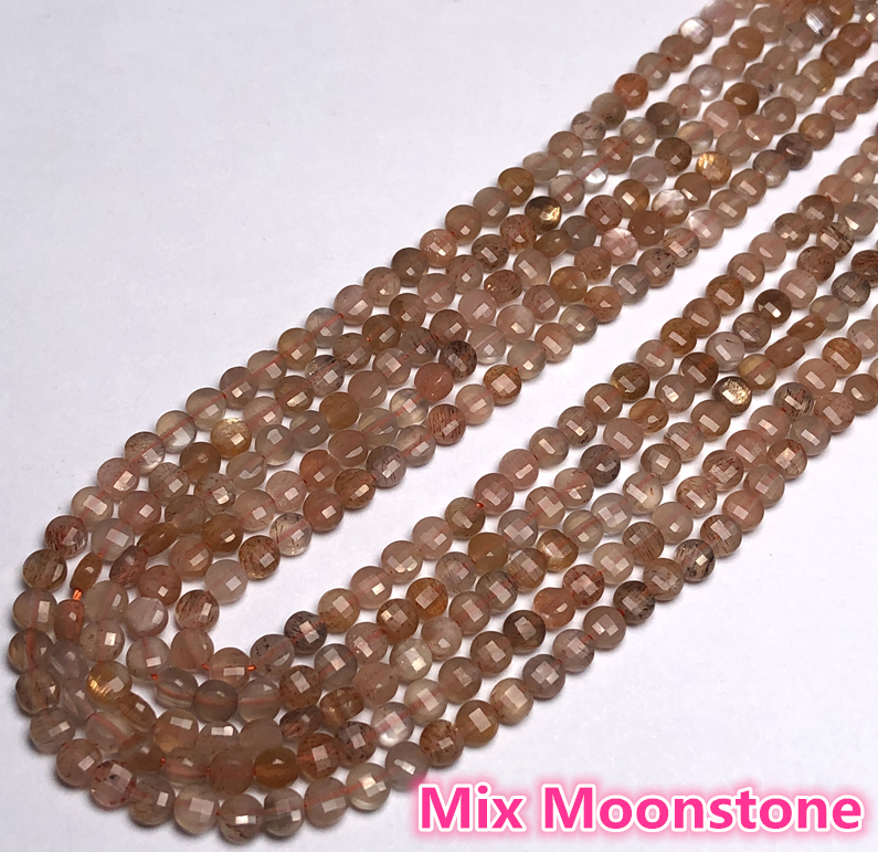 4 MM Natural Stone Faceted Coin Strands Price For 5 Strands