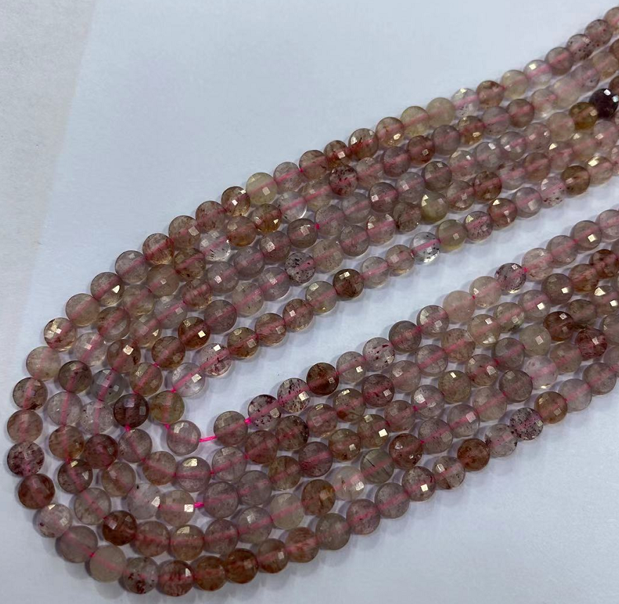 4 MM Natural Stone Faceted Coin Strands Price For 5 Strands