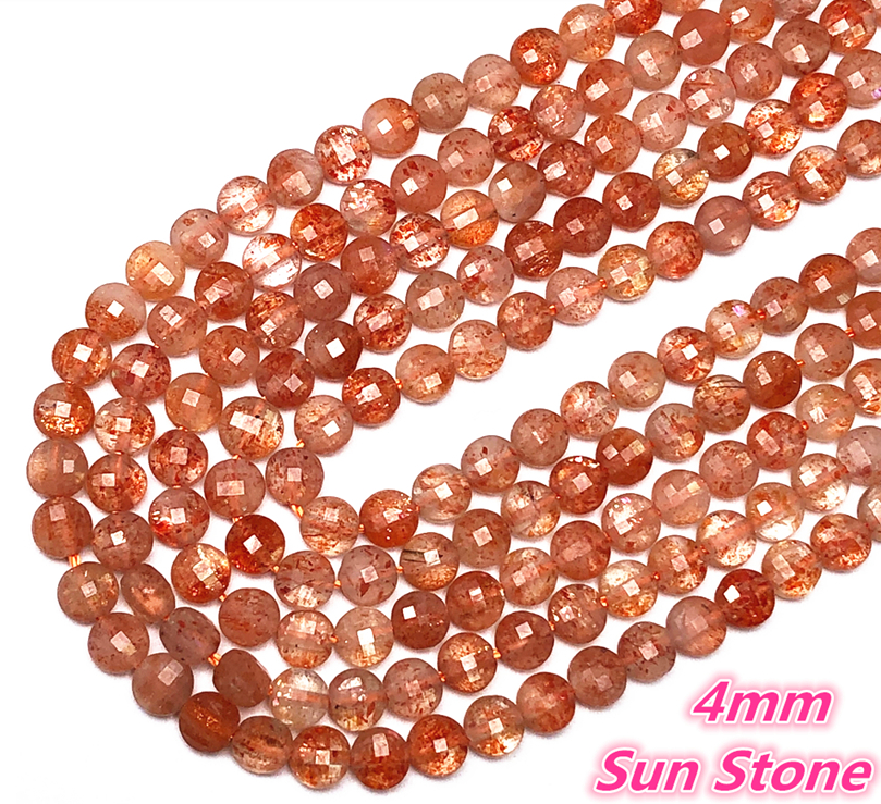 4 MM Natural Stone Faceted Coin Strands Price For 5 Strands