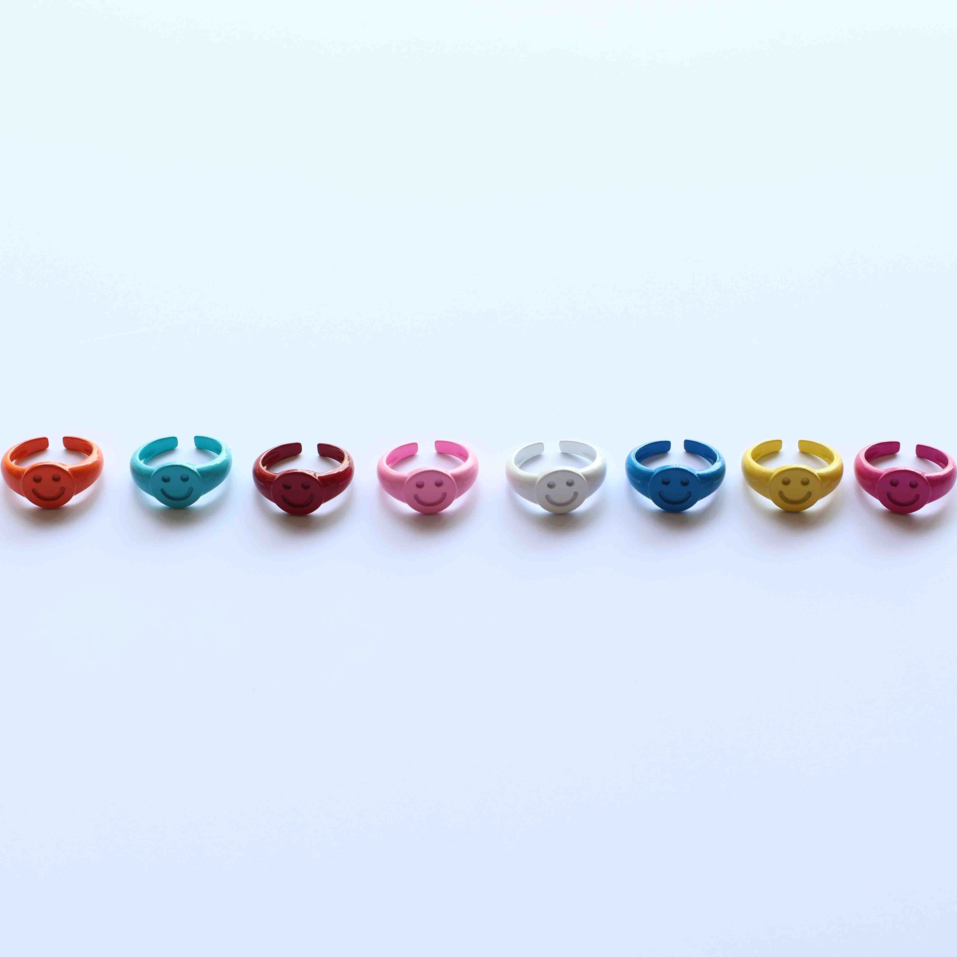 Enamel American Smile Face Adjustable Finger Ring