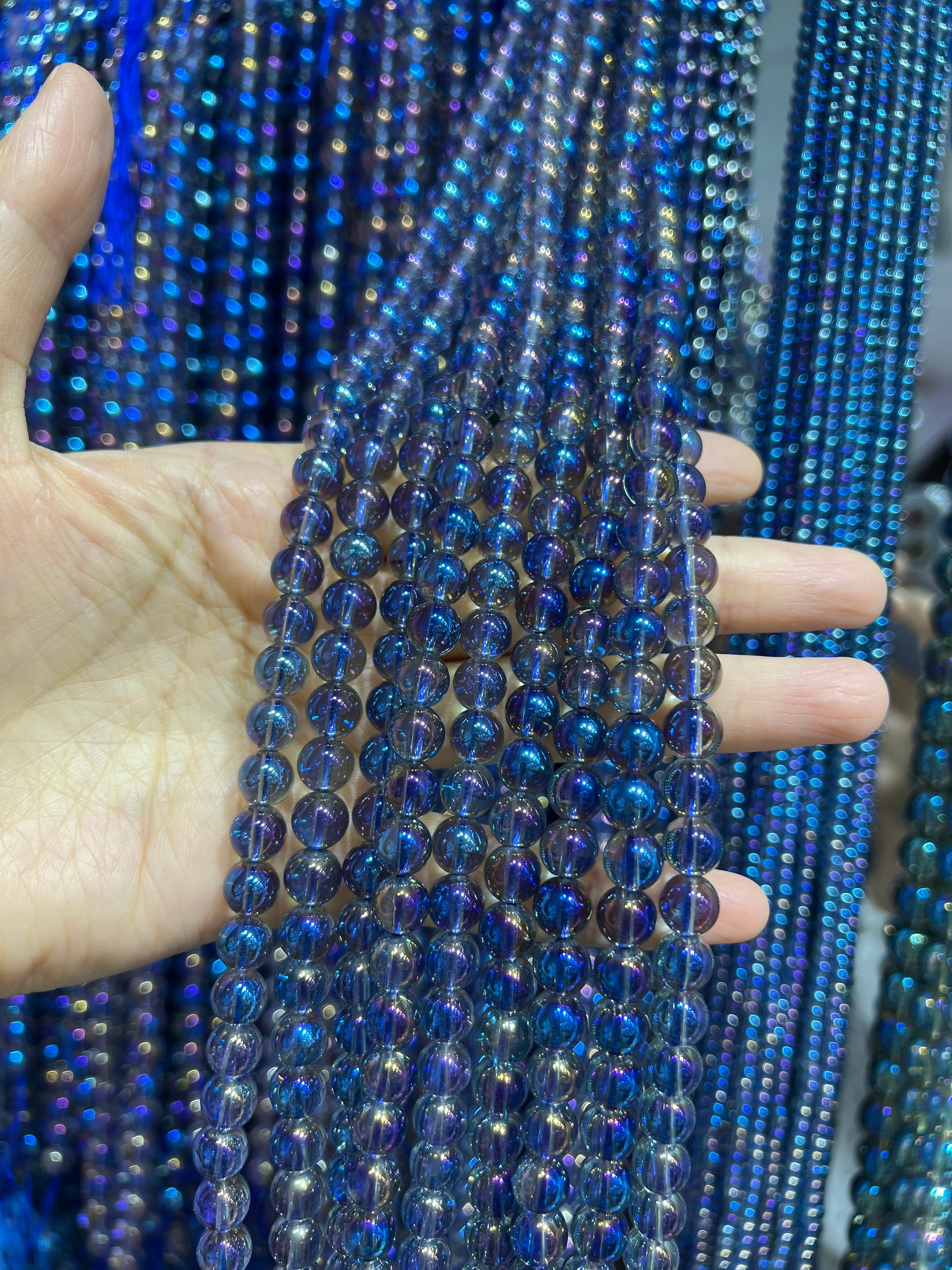 Bella pietra preziosa cysatal naturale placcata lucida fili di perle sciolte