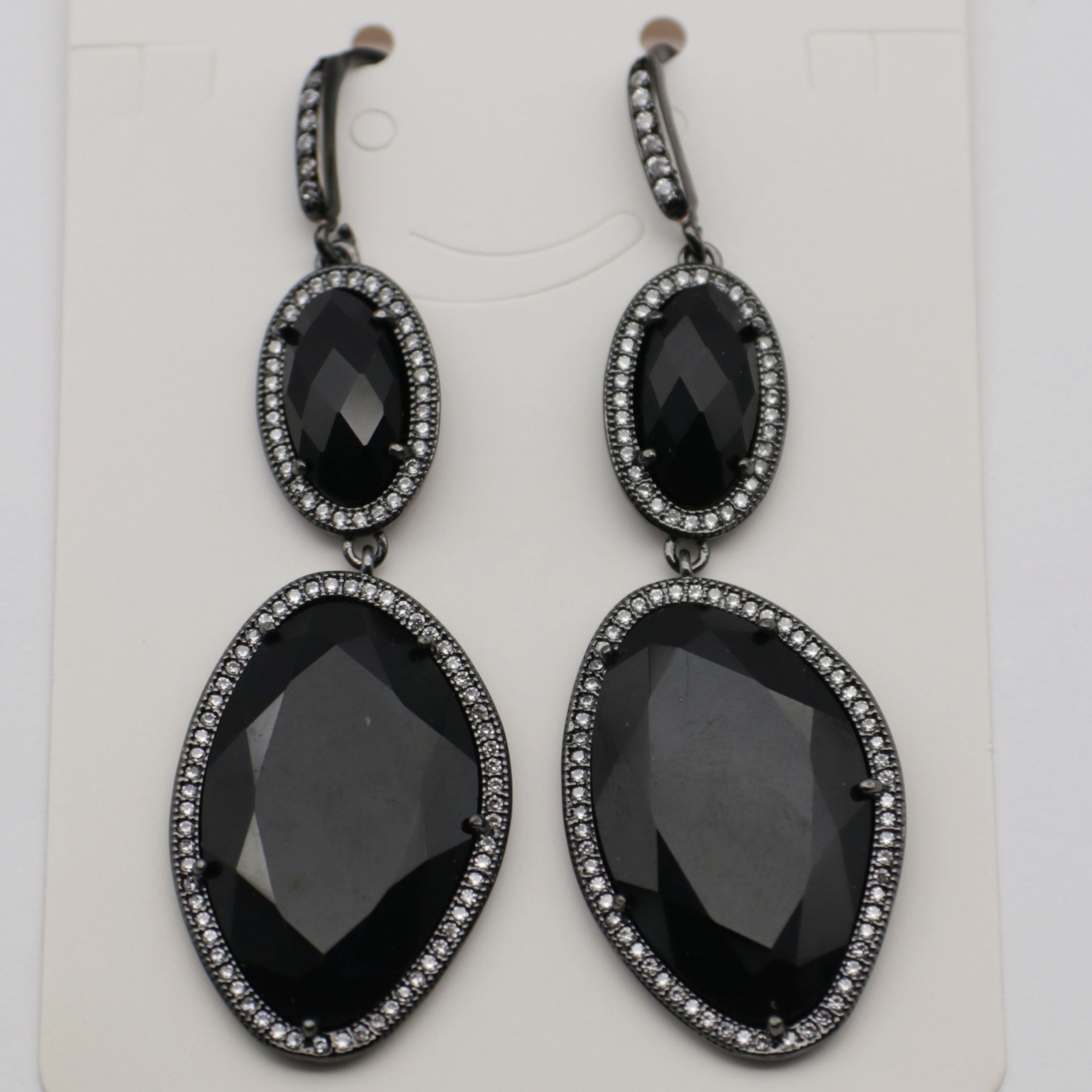 New Fashion CZ Hook Drop Earring Natural Stone Pendant Brass Plated With Cubic Zircon For Young Lady