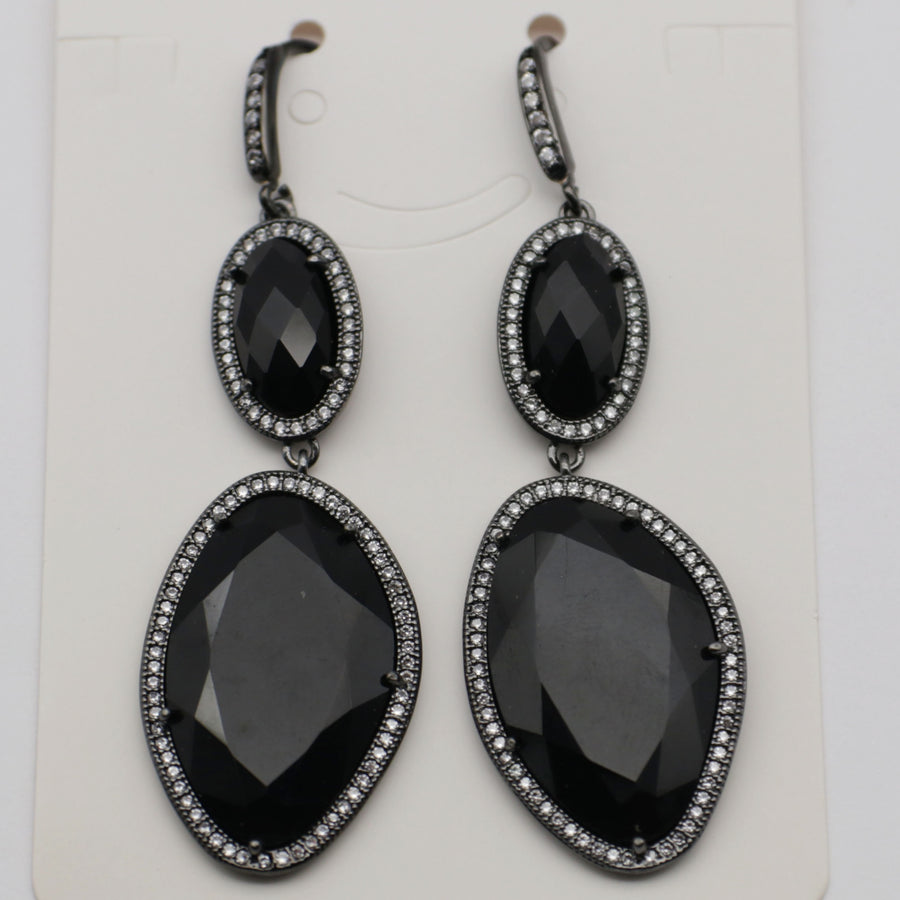 New Fashion CZ Hook Drop Earring Natural Stone Pendant Brass Plated With Cubic Zircon For Young Lady