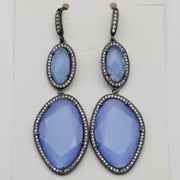 New Fashion CZ Hook Drop Earring Natural Stone Pendant Brass Plated With Cubic Zircon For Young Lady