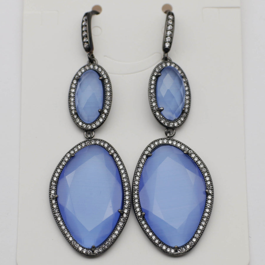 New Fashion CZ Hook Drop Earring Natural Stone Pendant Brass Plated With Cubic Zircon For Young Lady