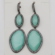 New Fashion CZ Hook Drop Earring Natural Stone Pendant Brass Plated With Cubic Zircon For Young Lady