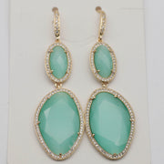 New Fashion CZ Hook Drop Earring Natural Stone Pendant Brass Plated With Cubic Zircon For Young Lady