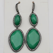 New Fashion CZ Hook Drop Earring Natural Stone Pendant Brass Plated With Cubic Zircon For Young Lady