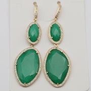 New Fashion CZ Hook Drop Earring Natural Stone Pendant Brass Plated With Cubic Zircon For Young Lady