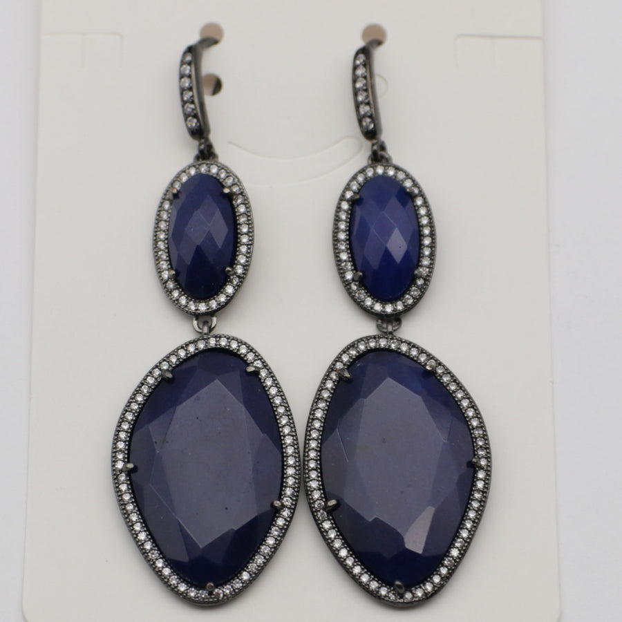 New Fashion CZ Hook Drop Earring Natural Stone Pendant Brass Plated With Cubic Zircon For Young Lady