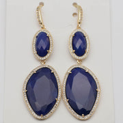 New Fashion CZ Hook Drop Earring Natural Stone Pendant Brass Plated With Cubic Zircon For Young Lady