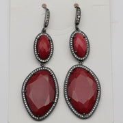 New Fashion CZ Hook Drop Earring Natural Stone Pendant Brass Plated With Cubic Zircon For Young Lady