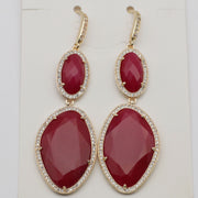 New Fashion CZ Hook Drop Earring Natural Stone Pendant Brass Plated With Cubic Zircon For Young Lady