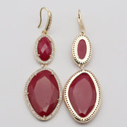 New Fashion CZ Hook Drop Earring Natural Stone Pendant Brass Plated With Cubic Zircon For Young Lady