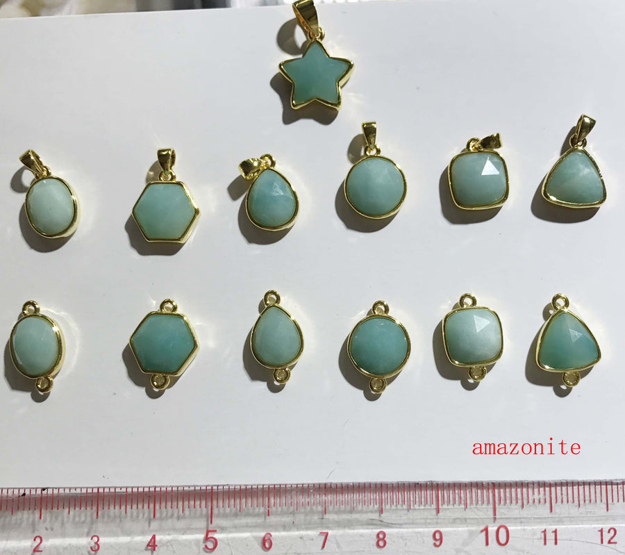 Pendants And Connectors Of Natural Blue Amazonite Price For 10 PCS