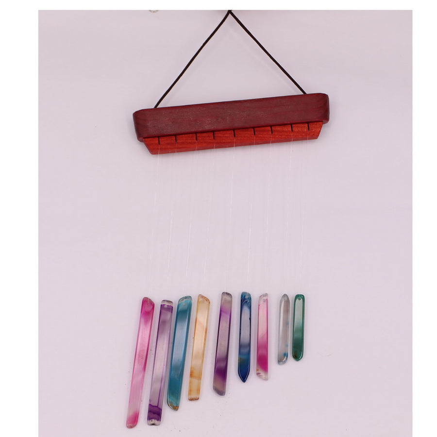 Äolische Glocke Stangenartige Türklingel Bunte Achatglocke Hausdekoration