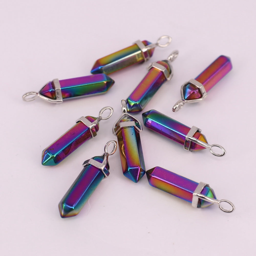 Natural Stone Hexagonal Pendant Jewelry Design Choker Silver Plated Price For 10 PCS