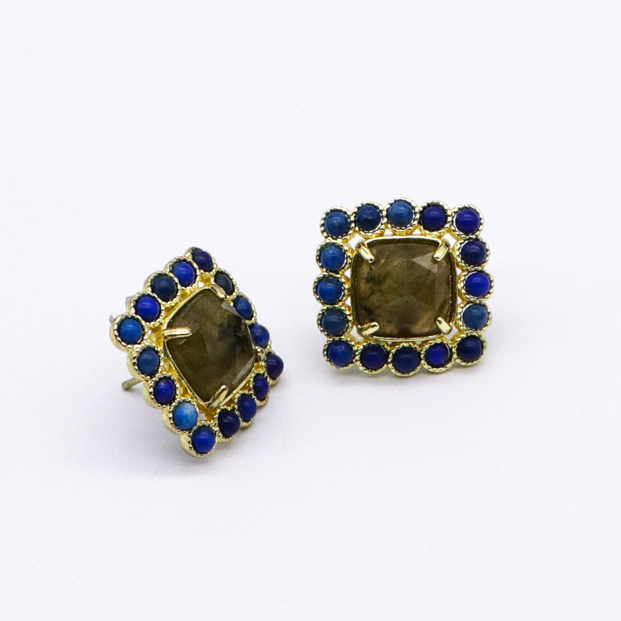 Retro Classic Square Natural Stone Earring