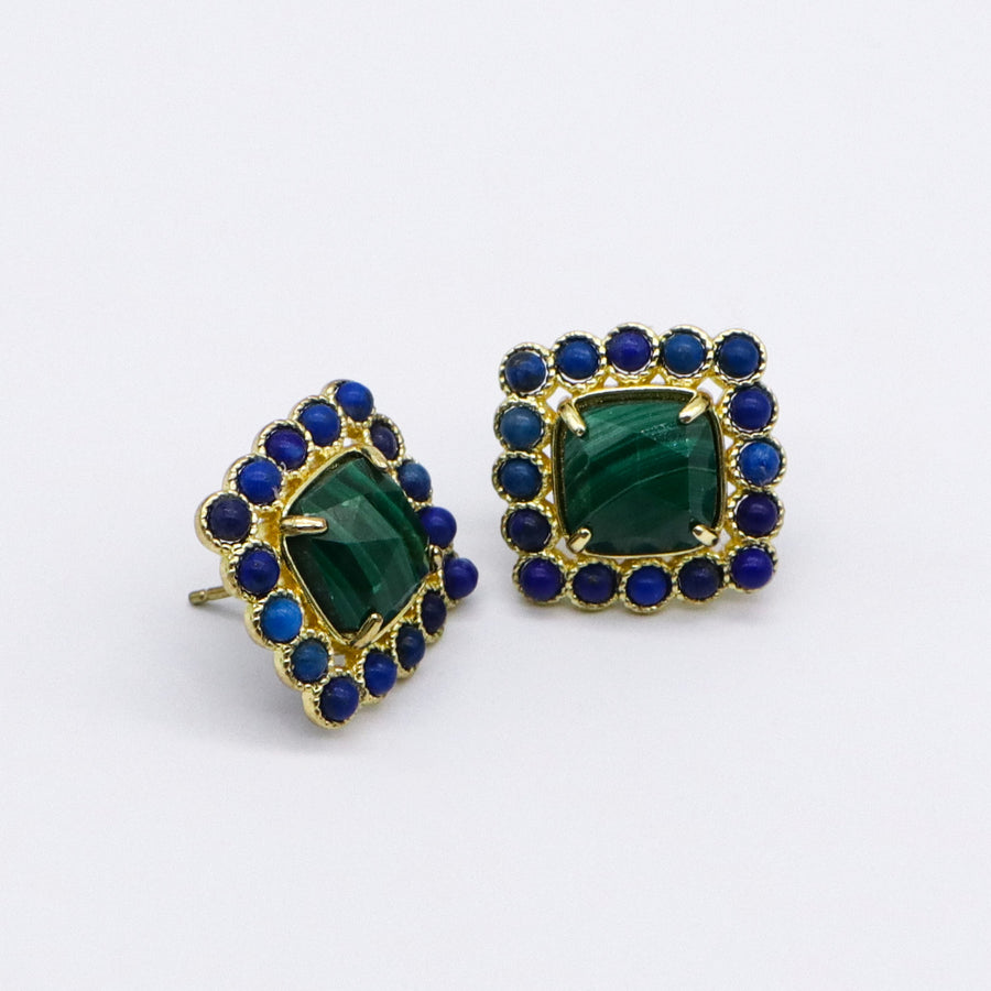 Retro Classic Square Natural Stone Earring