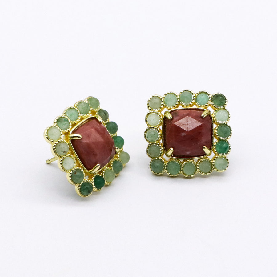 Retro Classic Square Natural Stone Earring