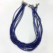 2 mm Frosted Lapis Necklace Vintage Style