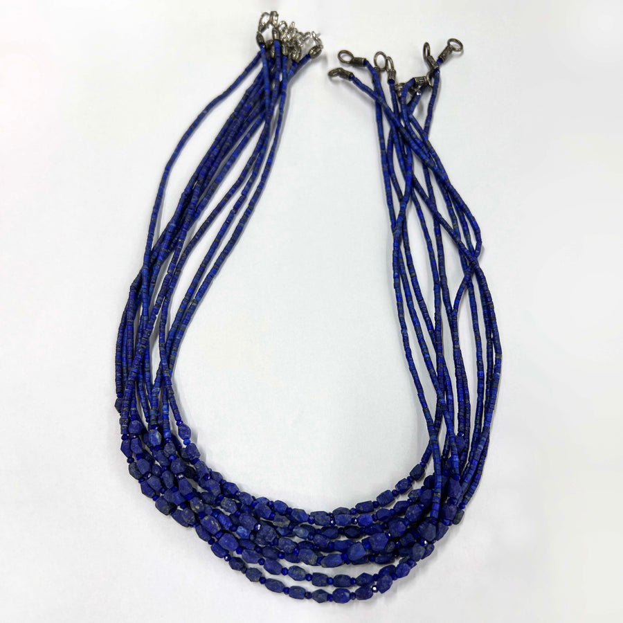 2 mm Frosted Lapis Necklace Vintage Style