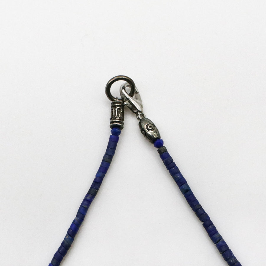 2 mm Frosted Lapis Necklace Vintage Style