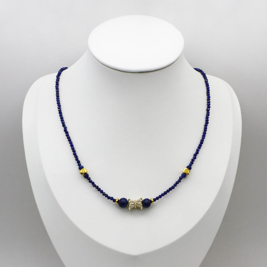 2 mm High Quality Faceted Lapis Necklace Luxurious Style
