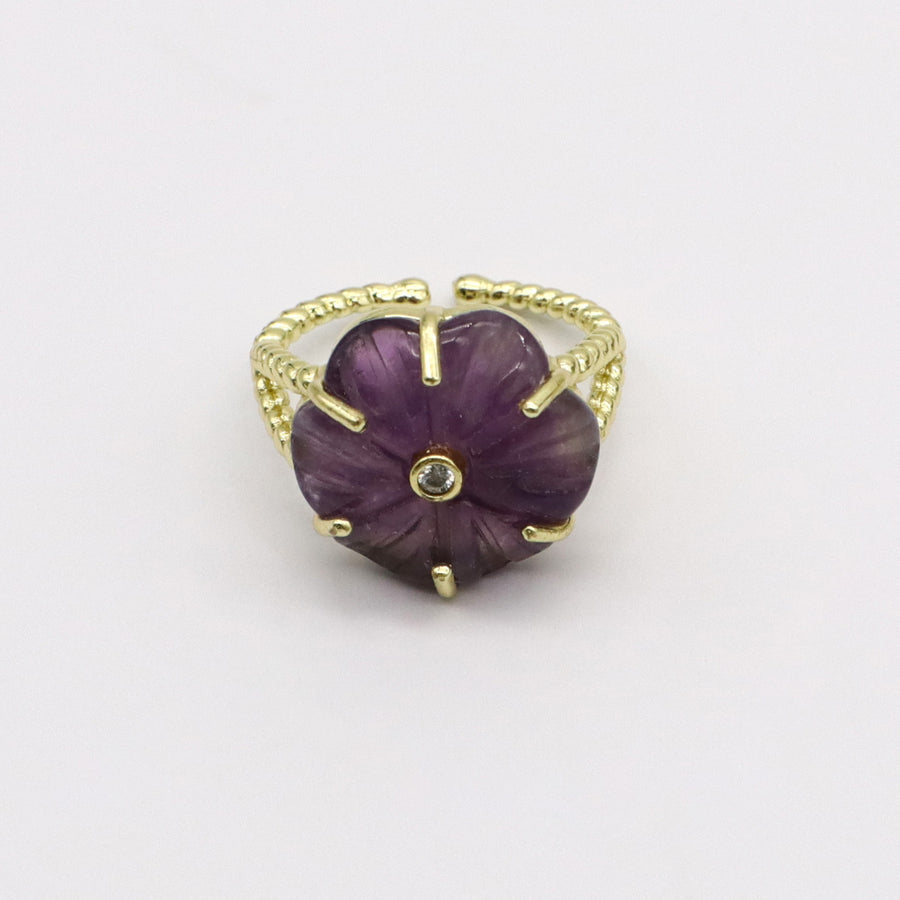 Flor fantasia esmaltada, borboleta, anel de dedo ajustável de tartaruga