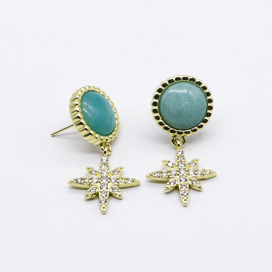 New Classic Fashion Hexagram Natural Stone Earring
