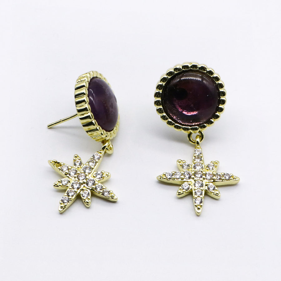 New Classic Fashion Hexagram Natural Stone Earring