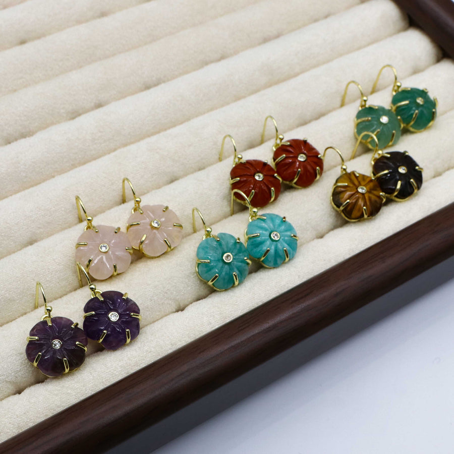 New Classic Fashion Flower Shape Natural Stone Earring