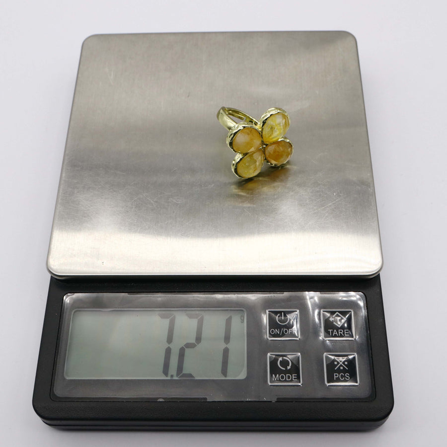 Flor fantasia esmaltada, borboleta, anel de dedo ajustável de tartaruga