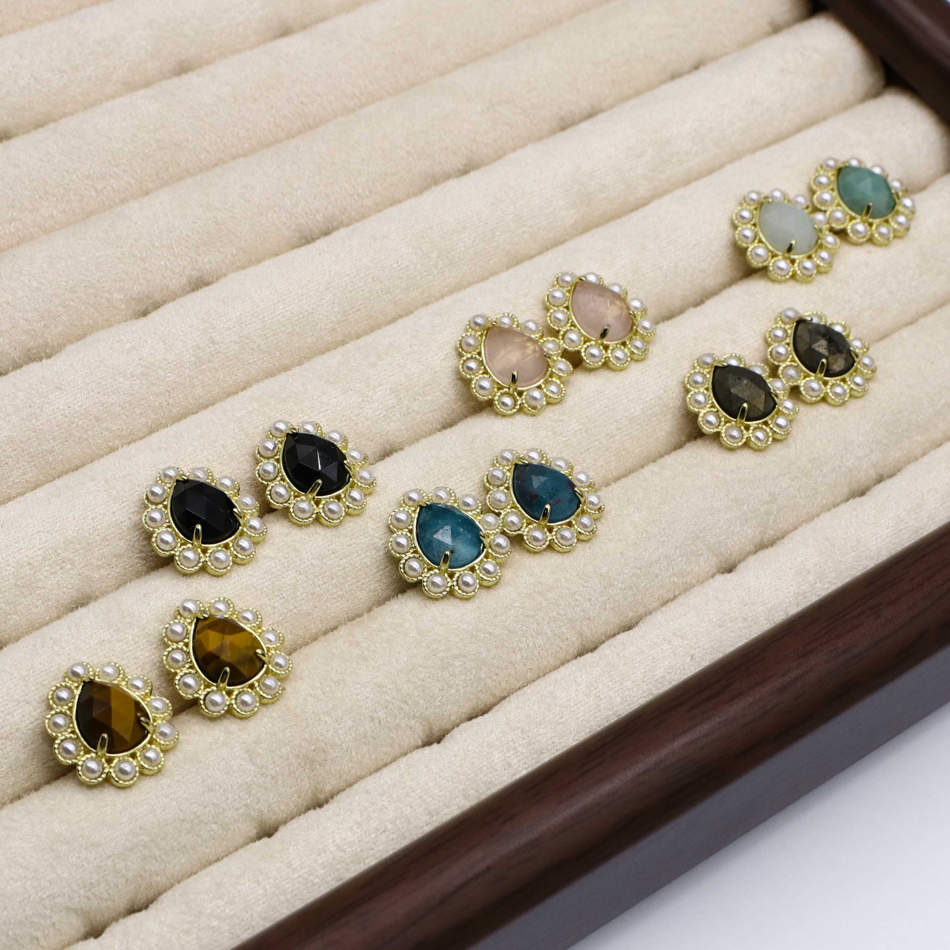 Exquisite Present Fashion Drop Shape Natural Stone Earring