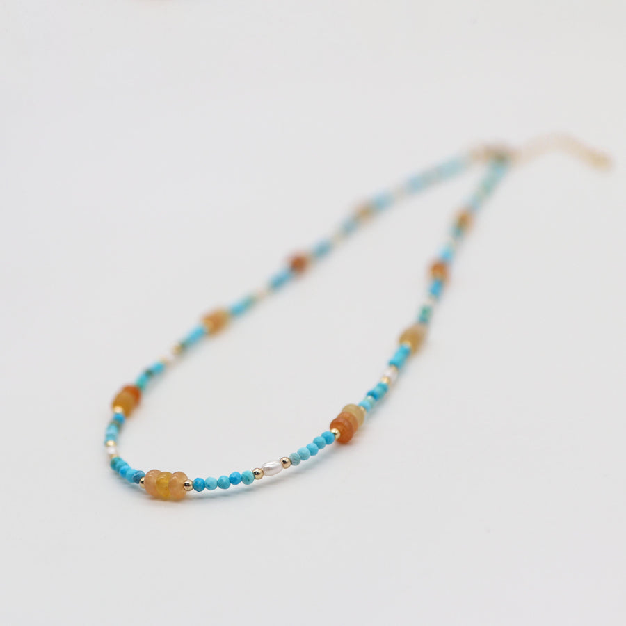 Fashion 2mm Faceted Turquoise and Red Aventurine Necklace & Bracelet Set