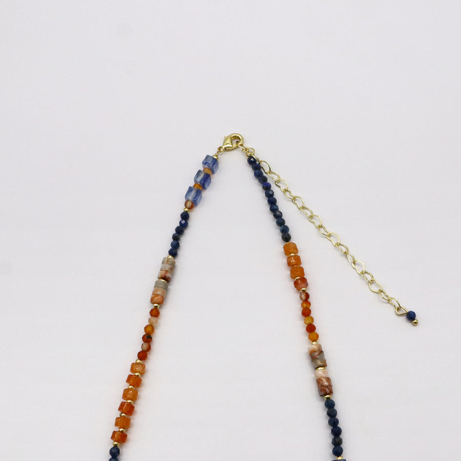 Bohemian Style Lapis With Red Agate Necklace