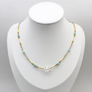 Metallic Style Small Natural Stone Beads Necklace