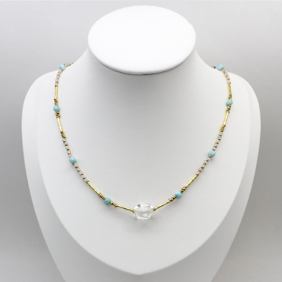 Metallic Style Small Natural Stone Beads Necklace