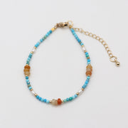 Fashion 2mm Faceted Turquoise and Red Aventurine Necklace & Bracelet Set