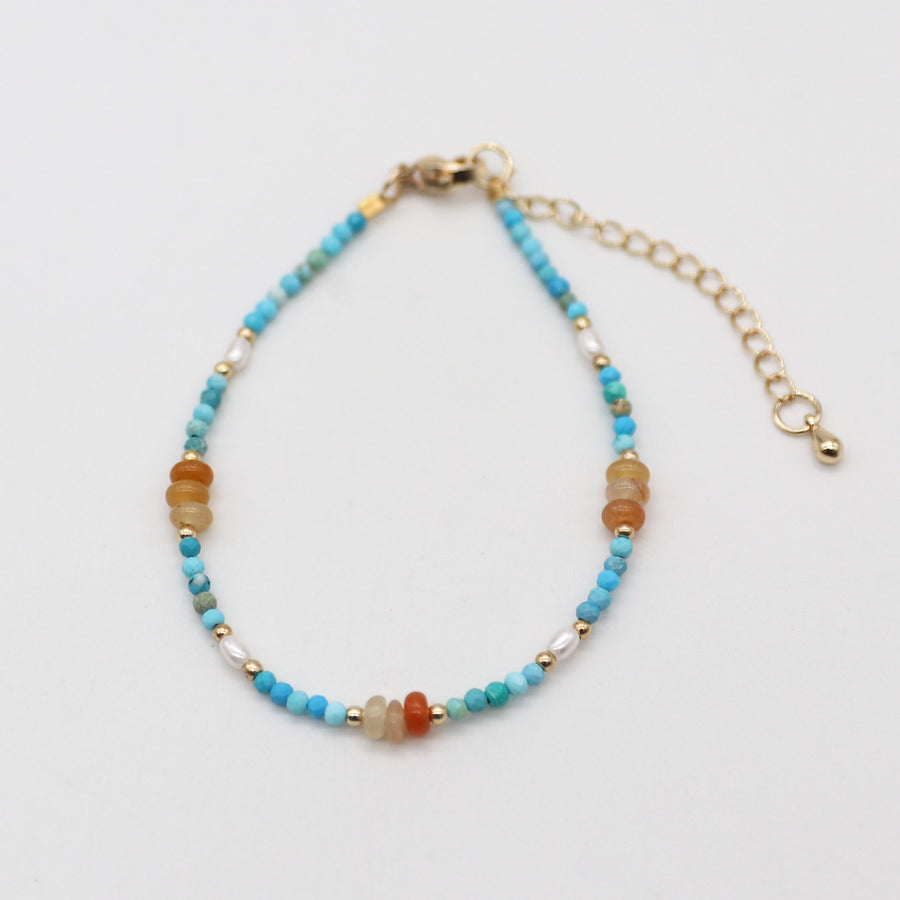 Fashion 2mm Faceted Turquoise and Red Aventurine Necklace & Bracelet Set