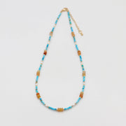 Fashion 2mm Faceted Turquoise and Red Aventurine Necklace & Bracelet Set