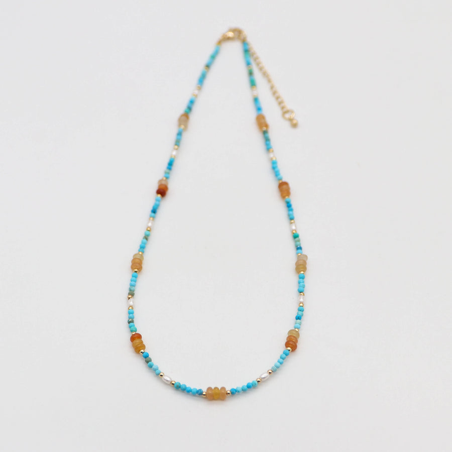 Fashion 2mm Faceted Turquoise and Red Aventurine Necklace & Bracelet Set