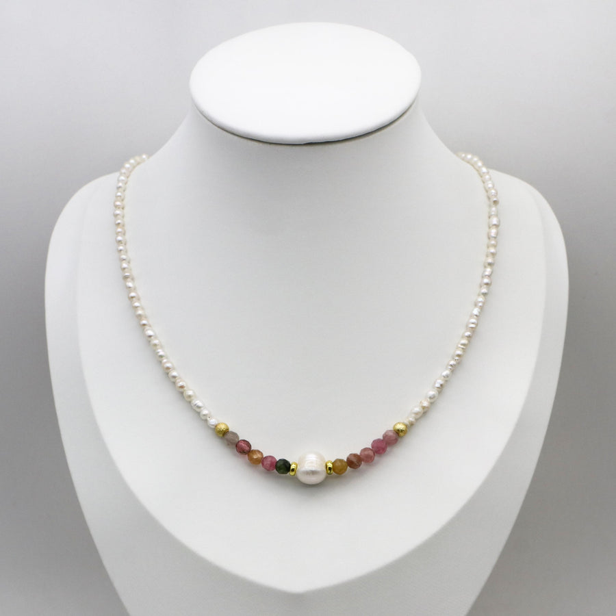 Fresh Water Pearl Tourmaline Necklace