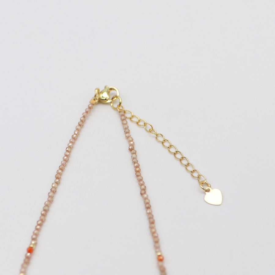 Nice 2mm Faceted Champagne Gold Zircon And MOP Necklace & Bracelet Set