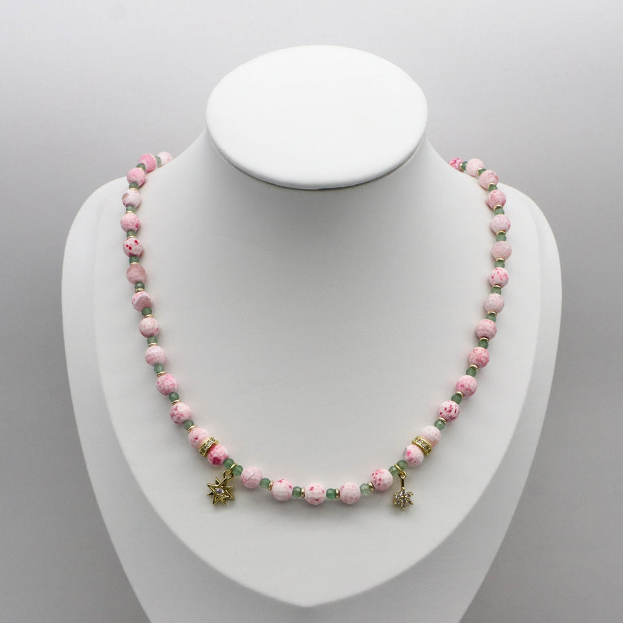 Bohemian Style Green Aventurine With Agate Necklace