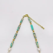 Bohemian Style Irregular Pearl With Imperial Jasper Choker